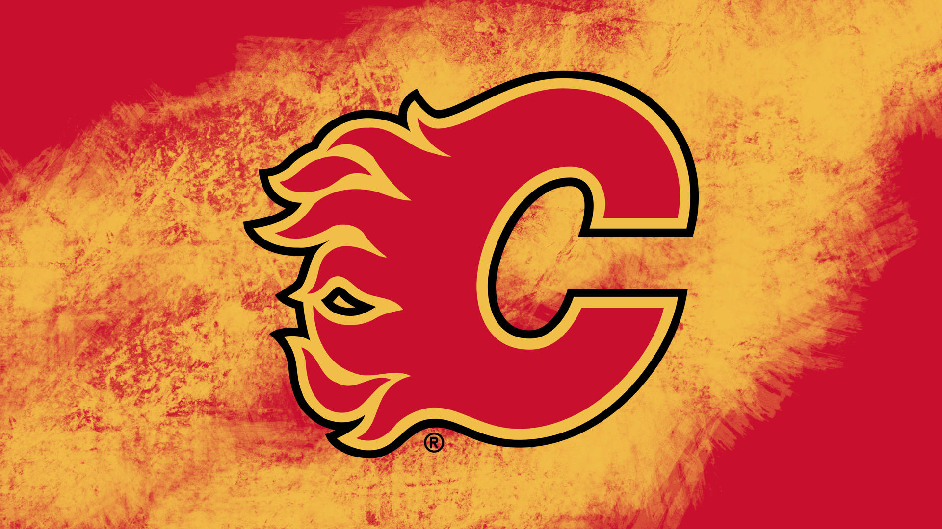 Download Calgary Flames Logo In Abstract Yellow Wallpaper