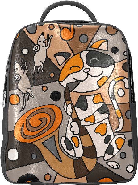 Calico Cat Backpackwith Abstract Design PNG