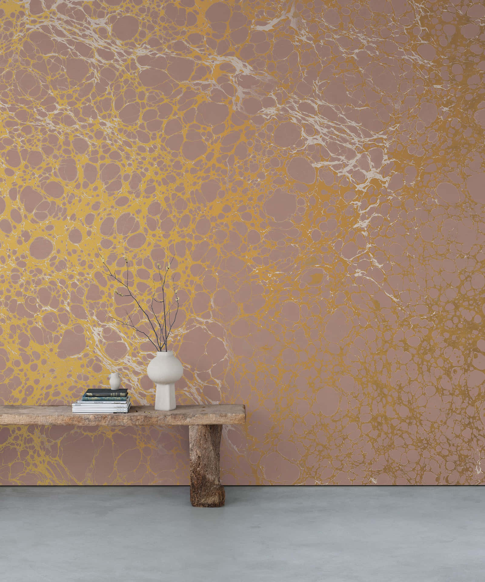 Calico Wallpaper Golden Marbling Interior Wallpaper