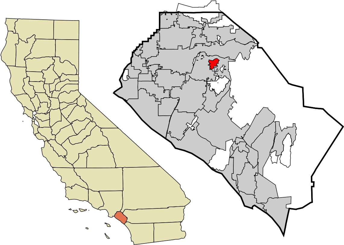 California County Outlinewith Major Cities PNG
