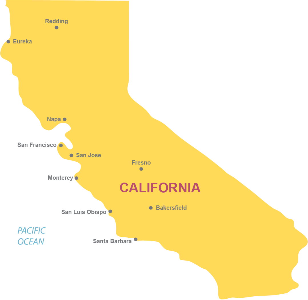California Map Yellow Outline PNG