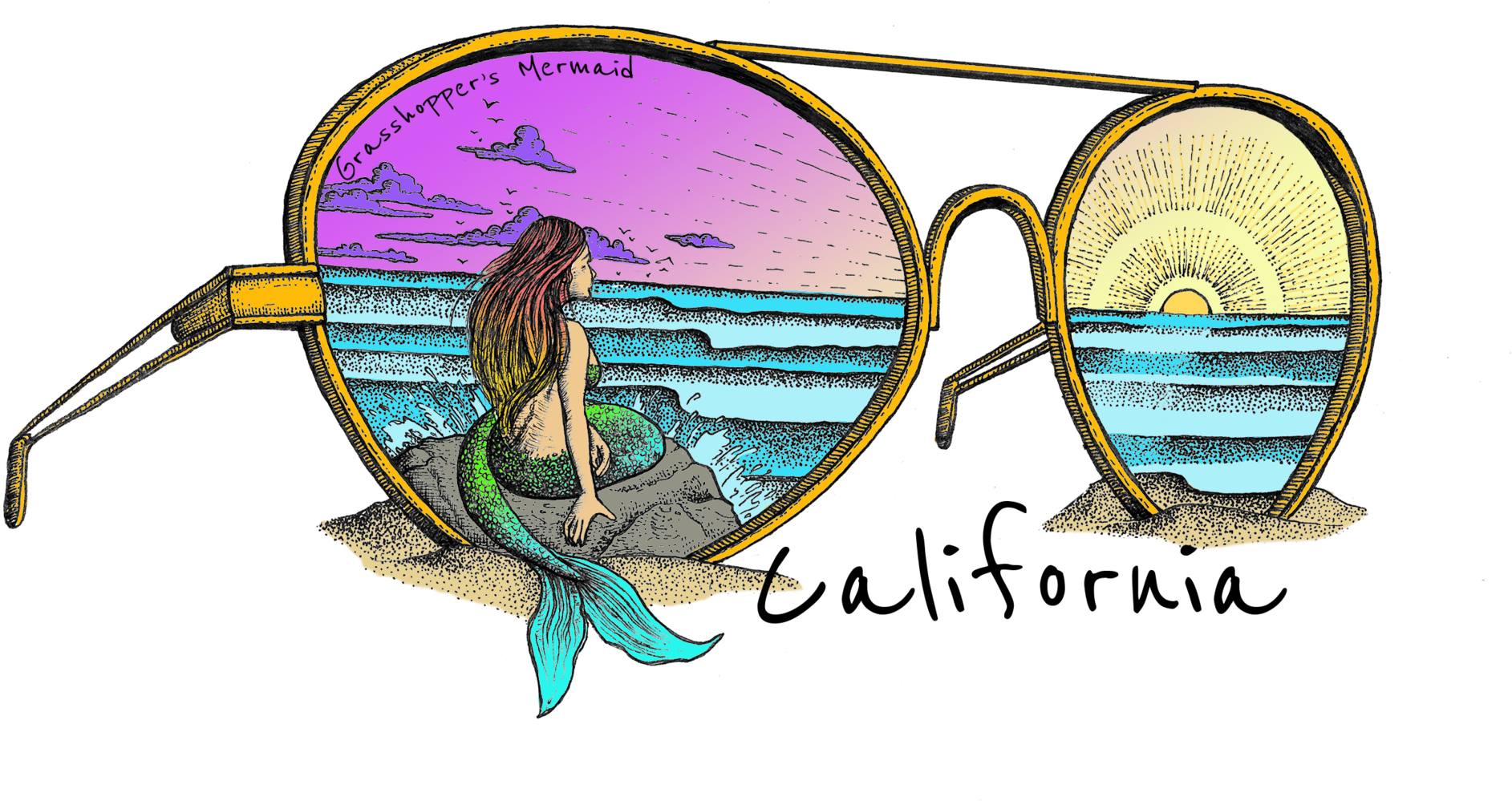 California Mermaid Aviator Sunglasses PNG