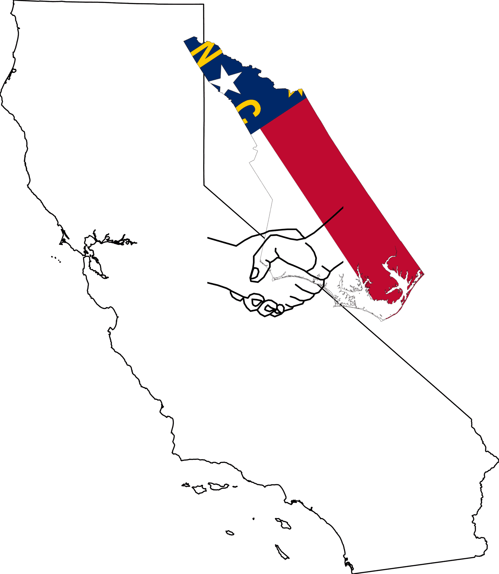 California North Carolina Handshake Outline PNG