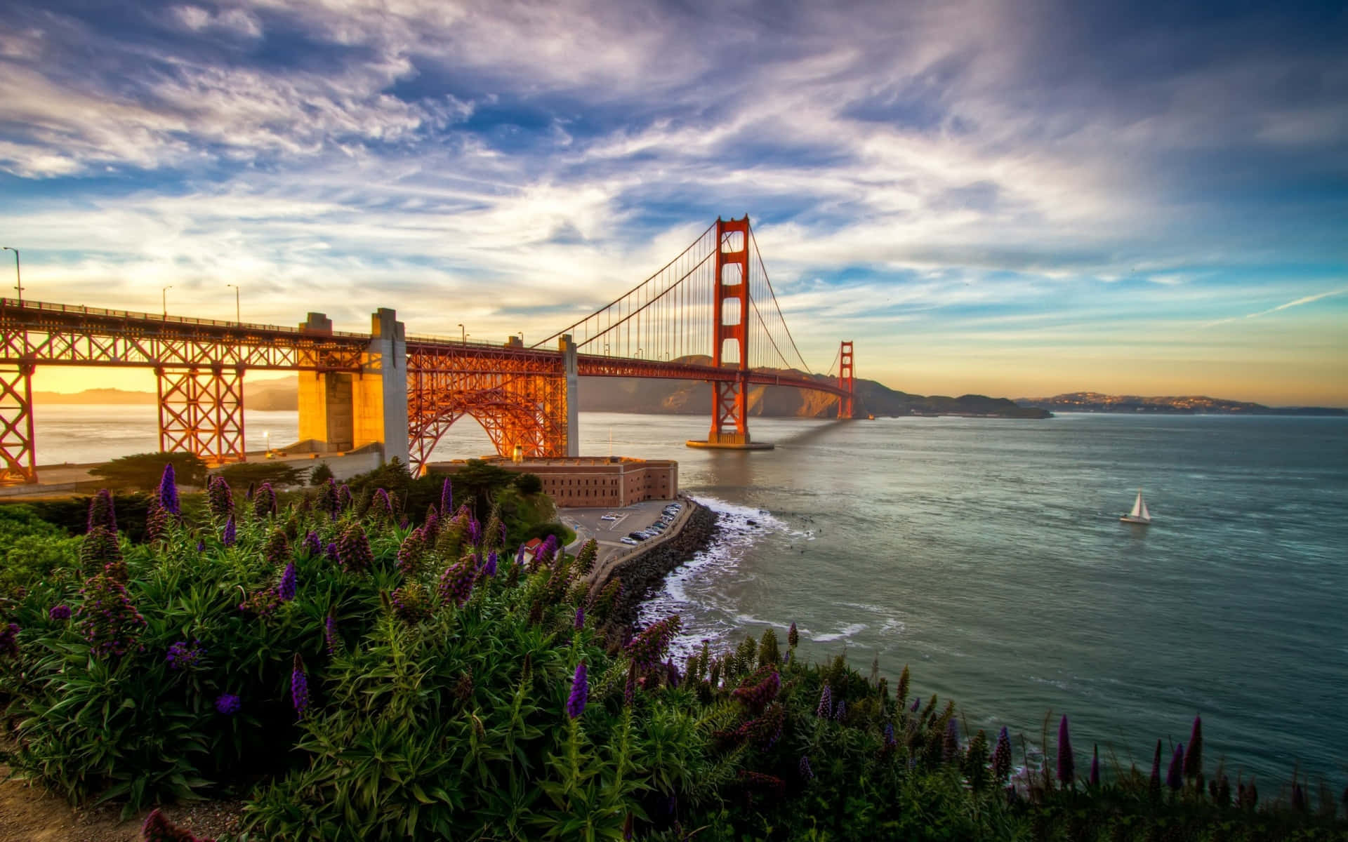 Goldengate-bron Vid Solnedgången, San Francisco, Kalifornien.