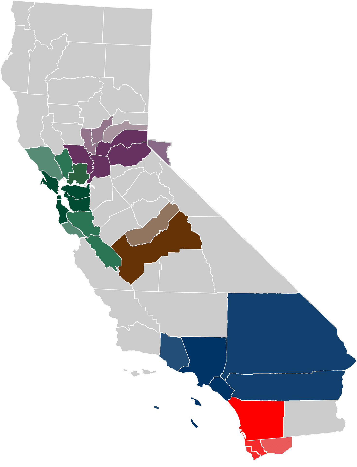 California Regions Map PNG