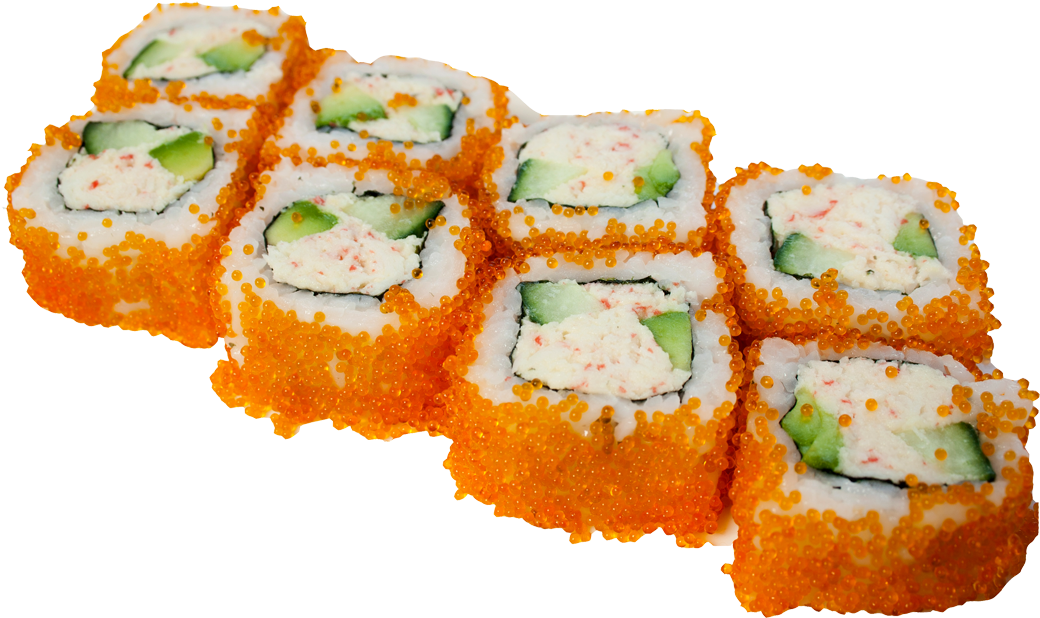 California Roll Sushiwith Tobiko PNG