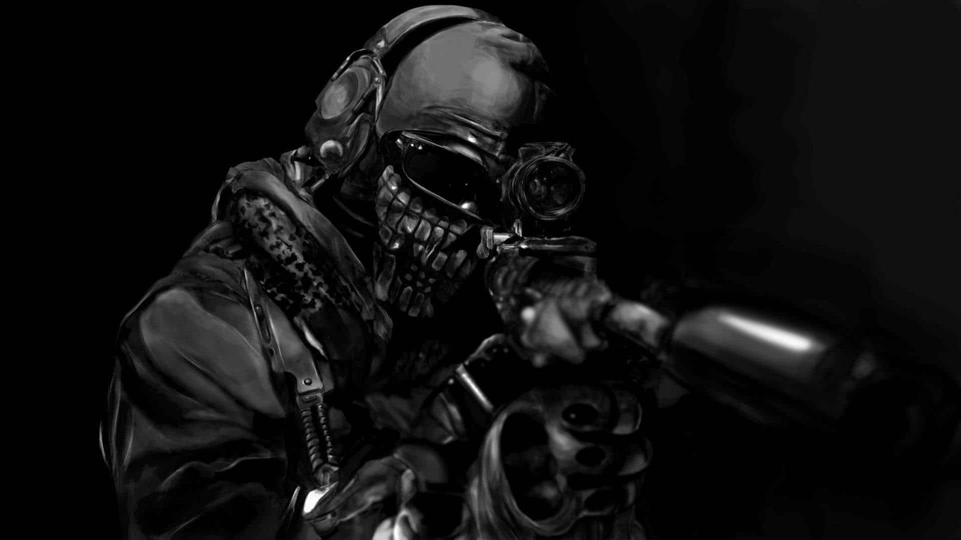 En soldat med et gevær i mørket Wallpaper