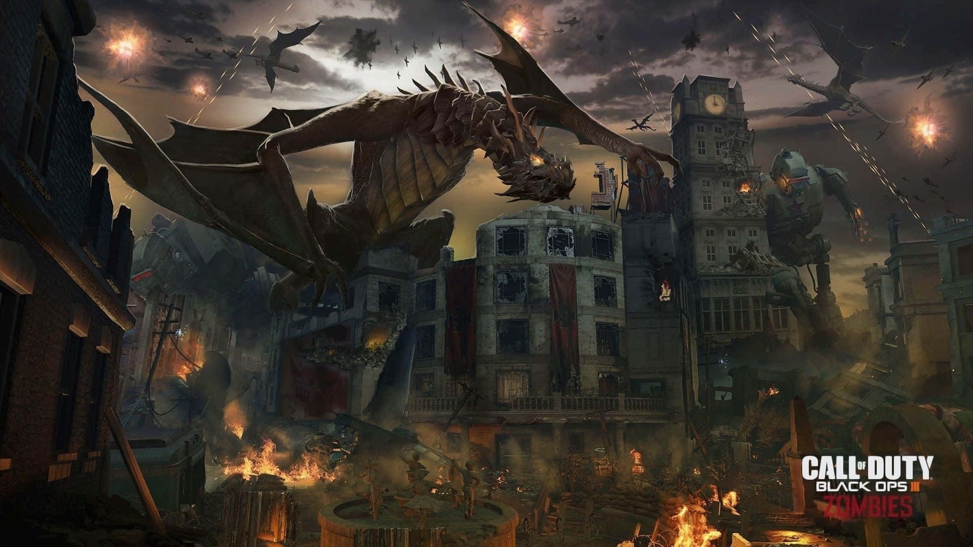 Kald Of Duty Black Ops 2 Dragon Zombie Tapet Wallpaper