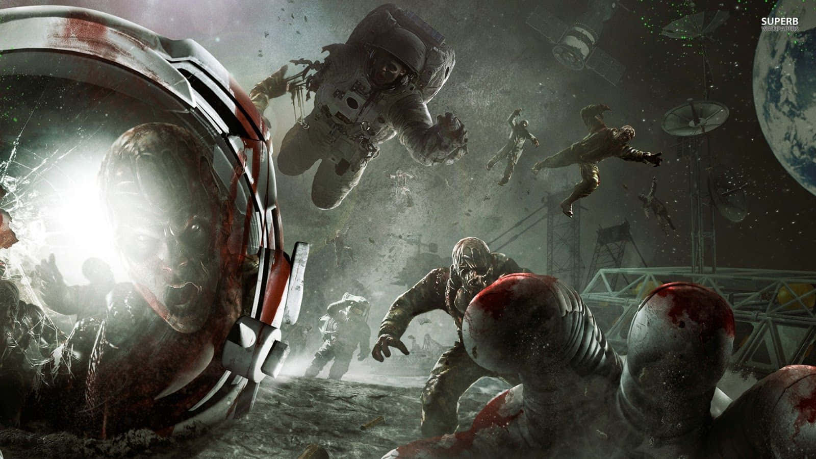 Zombies In Space With A Spaceship Wallpaper