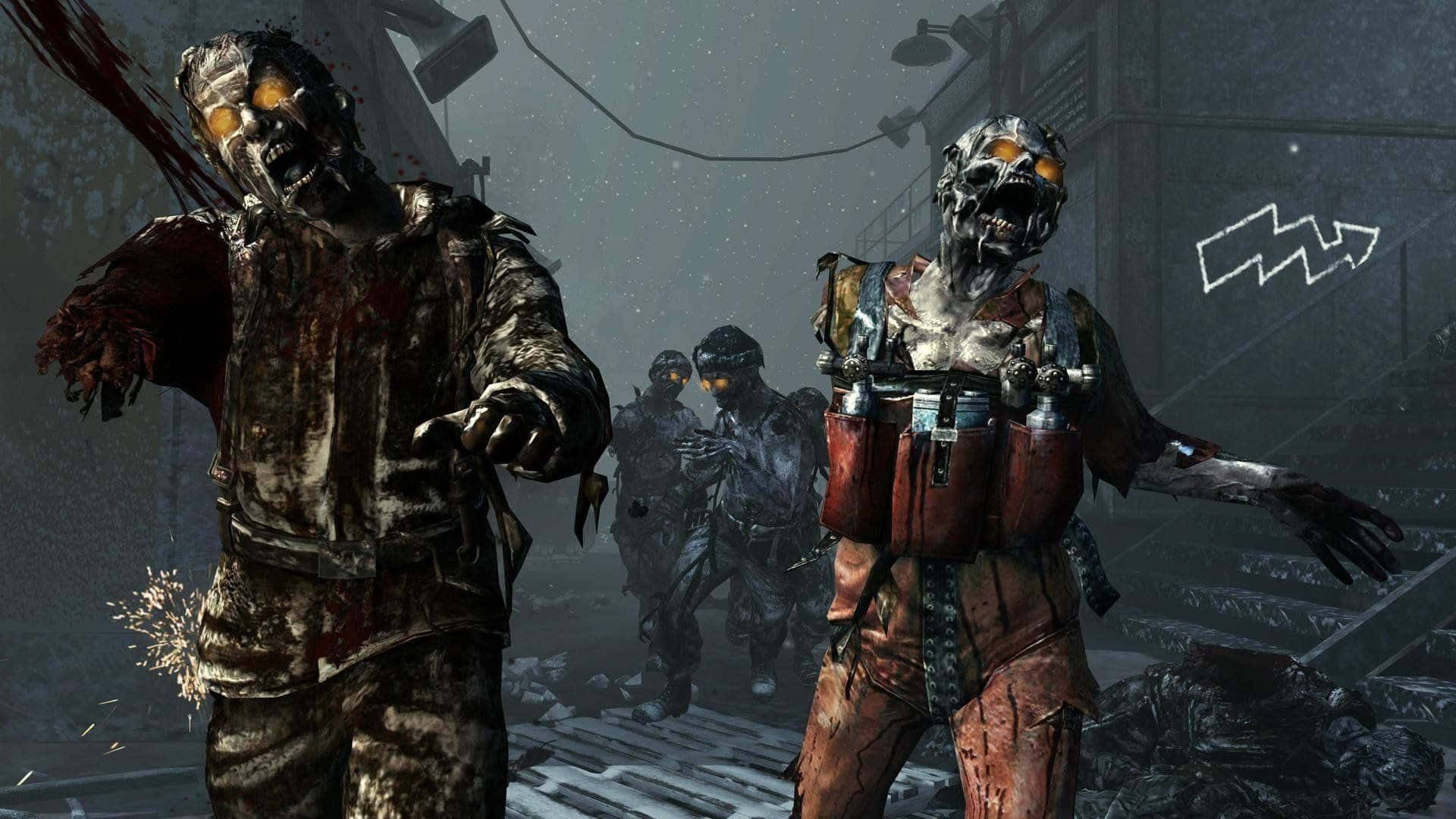 Call of Duty Black Ops 2 Zombie Skurke Design: Enkle sorte tegninger af de frygtindgydende Zombie-skurke fra Call of Duty Black Ops 2. Wallpaper