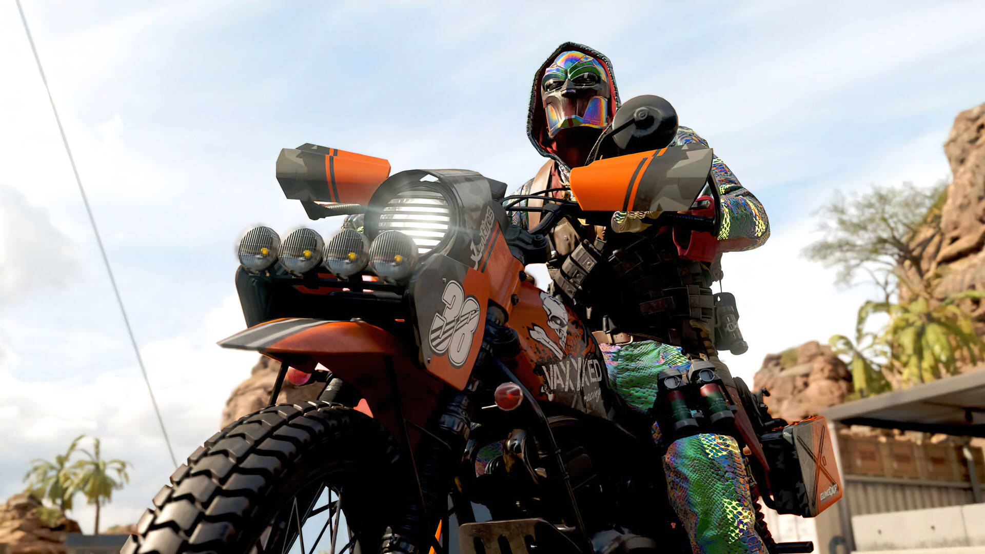 Call Of Duty Black Ops Cold War Jackal Riding Dirt Bike Background
