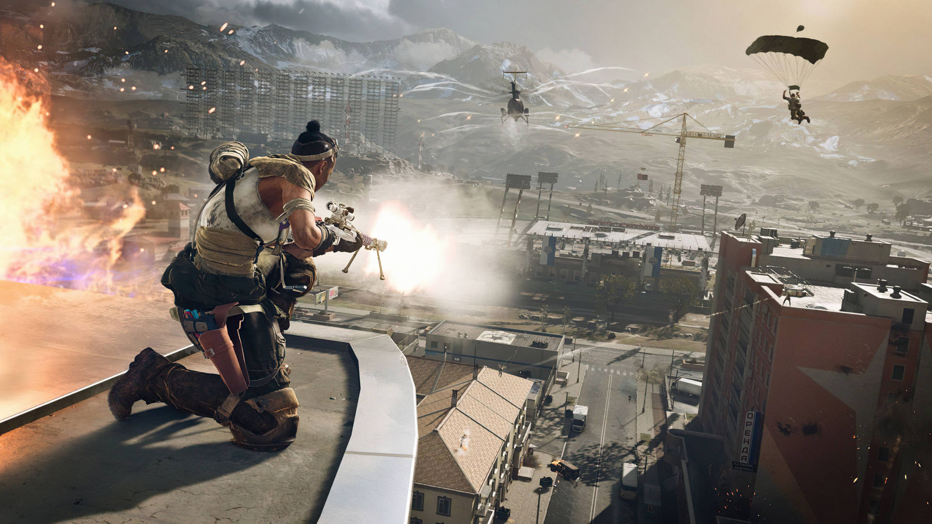 Call Of Duty Black Ops Cold War Sniper On Rooftop Background