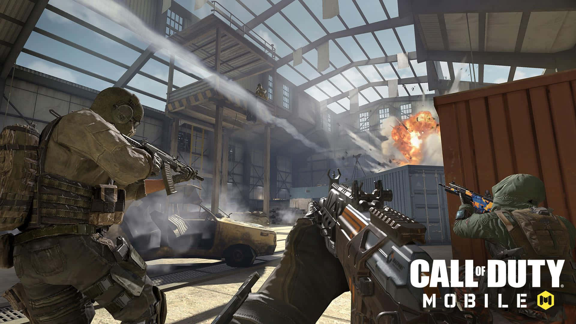 Intense Battle Scene from Call of Duty First Person Shooter Wallpaper