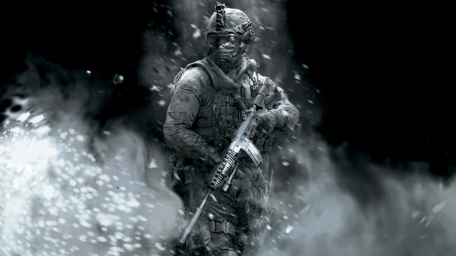 Svartvitcall Of Duty-tapet I Full Hd Wallpaper