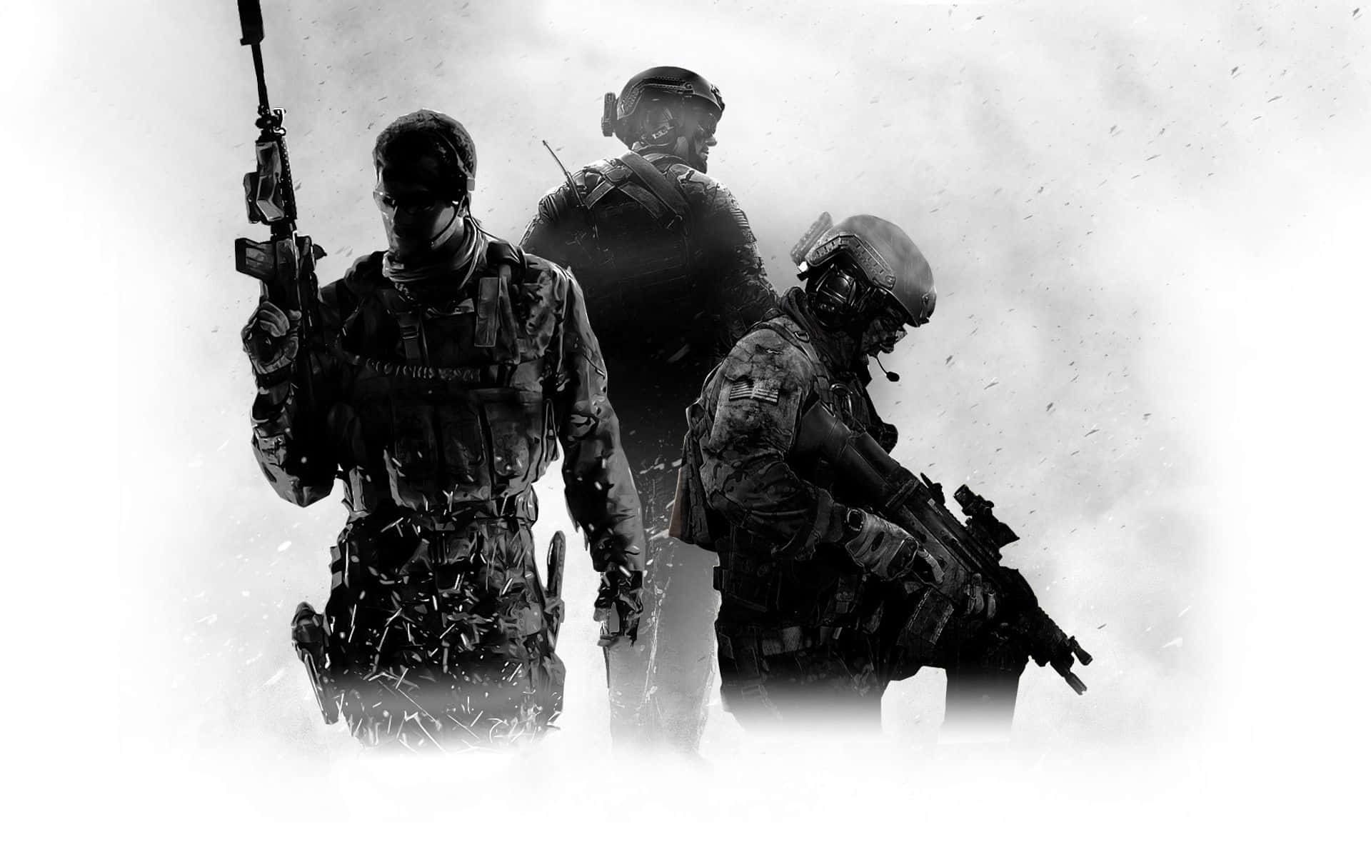 Llamadadel Deber: Arte En Blanco Y Negro De Modern Warfare 3. Fondo de pantalla