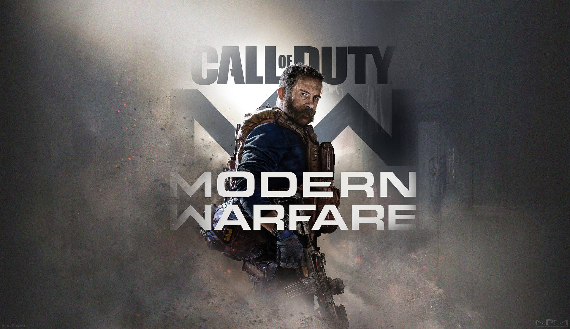 Call Of Duty Modern Warfare In Gray Smoke Poster Wallpaper
