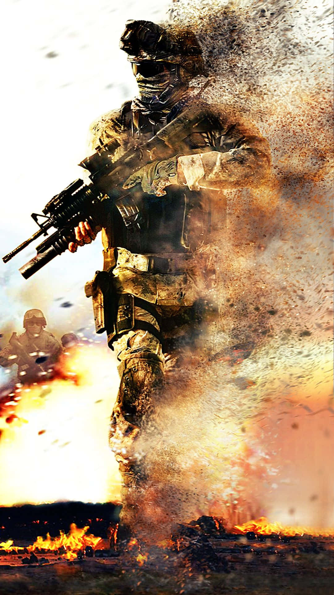 Call Of Duty Modern Warfare Soldier In Flames Iphone Wallpaper