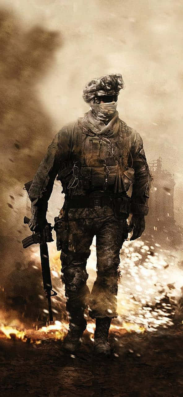 Soldatodi Call Of Duty Modern Warfare In Campo Di Battaglia Per Iphone Sfondo