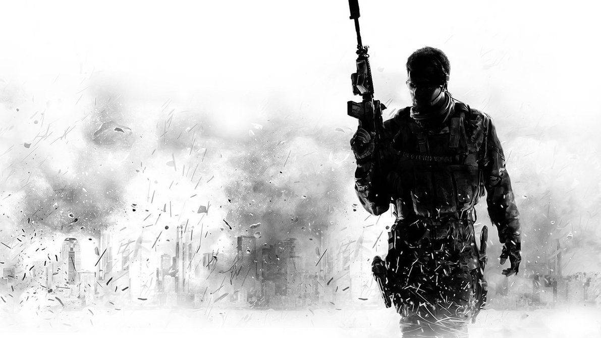 Call Of Duty Soldier Black White Wallpaper