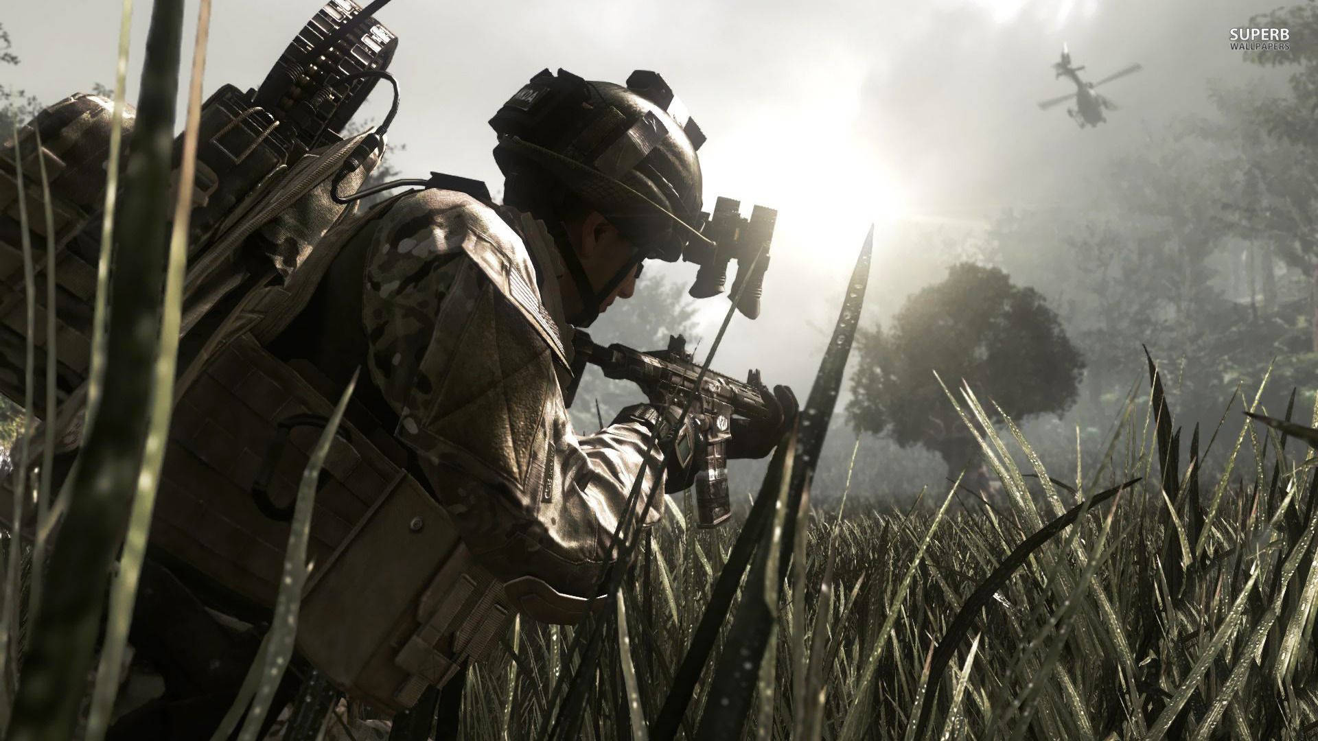 Call Of Duty Soldier In Field Background