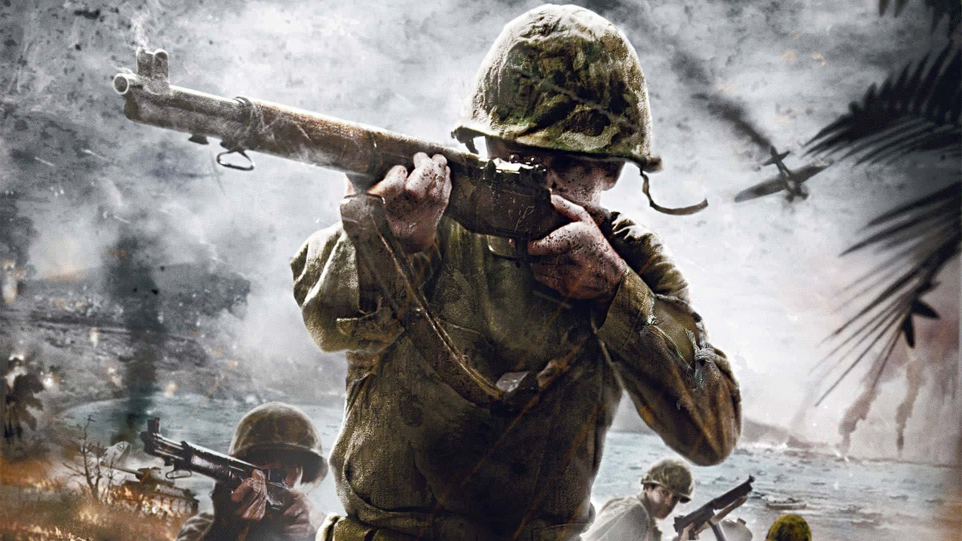 Intense Battlefield Action With Call of Duty Soldiers Wallpaper