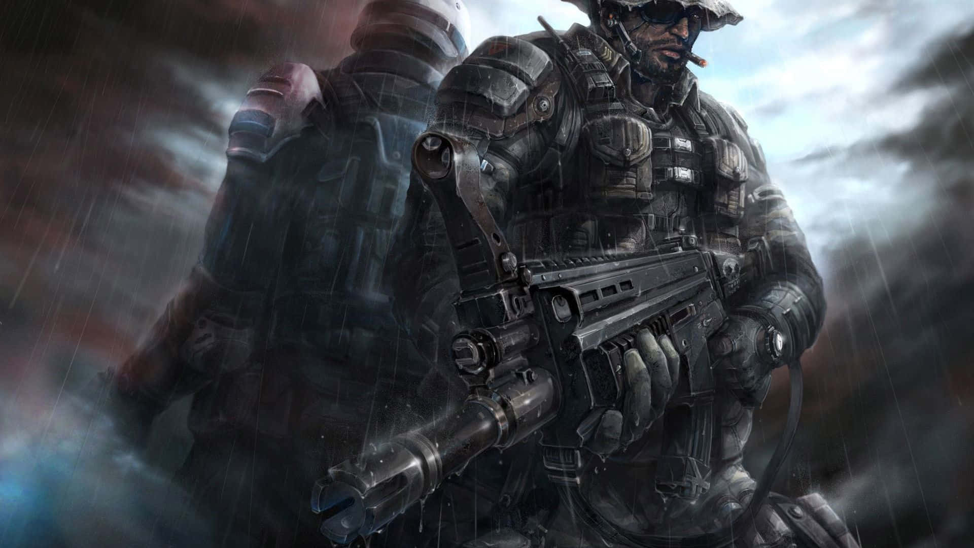 Intense Call of Duty Soldiers Ready for Battle Wallpaper