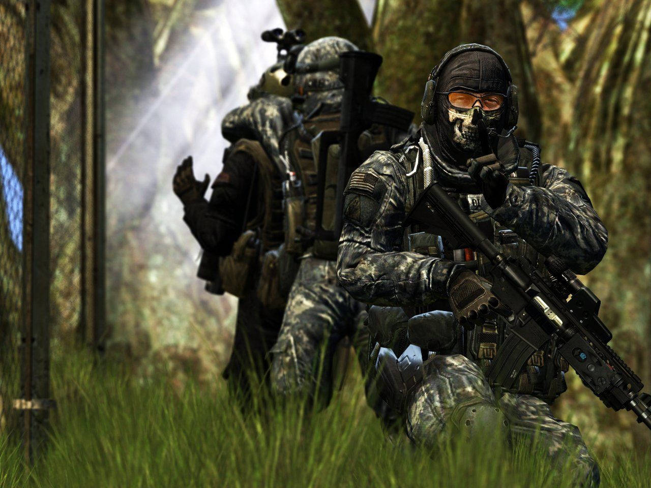 Call Of Duty Soldiers Grass Field Background