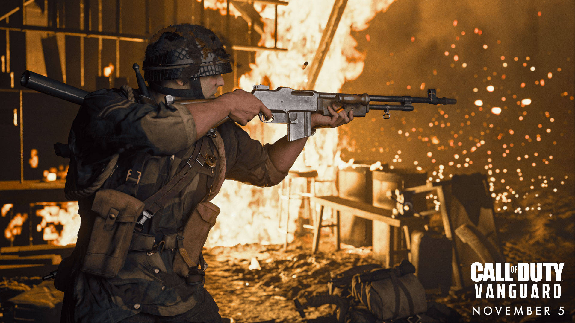 Callof Duty Vanguard Apuntar Disparar Fuego Fondo de pantalla