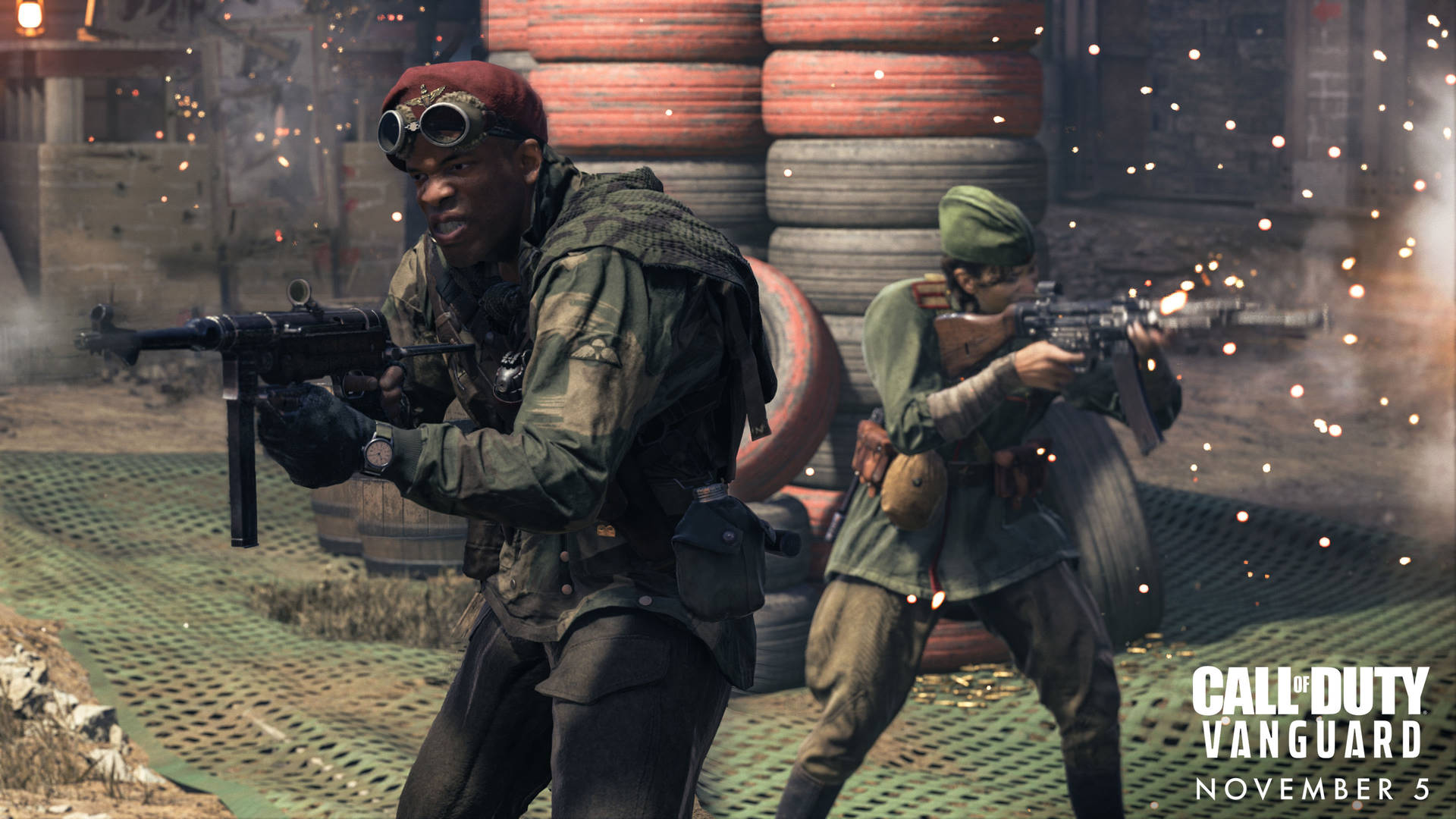 Callof Duty Vanguard Disparando En Pareja Fondo de pantalla