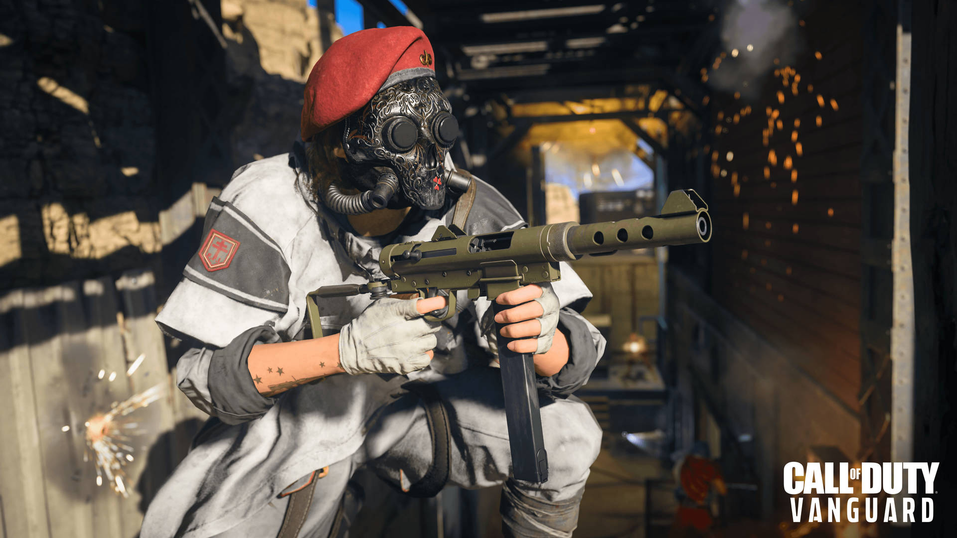 Call Of Duty Vanguard Gas Masked Shooter Wallpaper