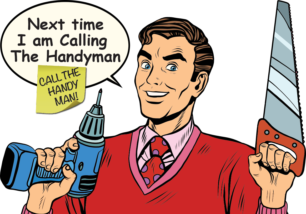 Calling The Handyman Comic Style Illustration PNG