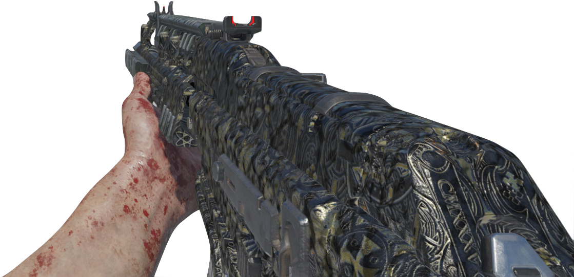 Callof Duty Bloodied Hand Holding Ornate Gun PNG