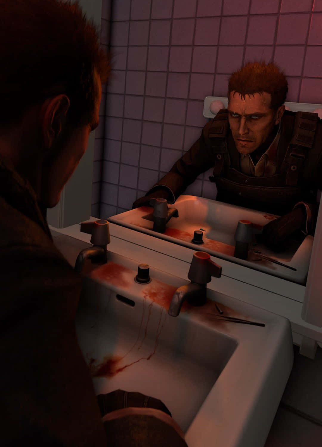 Download Callof Duty Makarov Bathroom Scene Wallpaper | Wallpapers.com