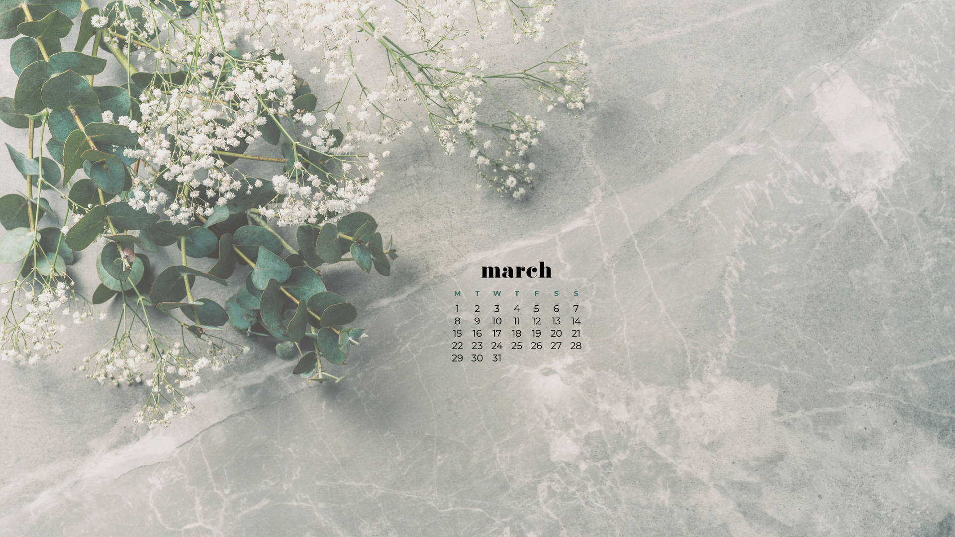 Calm Aesthetic March Calendar