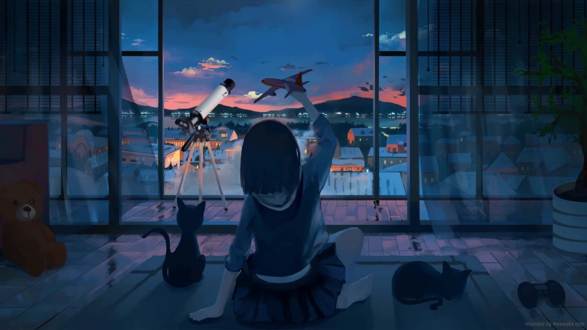 Calm Anime Playing Airplane Wallpaper