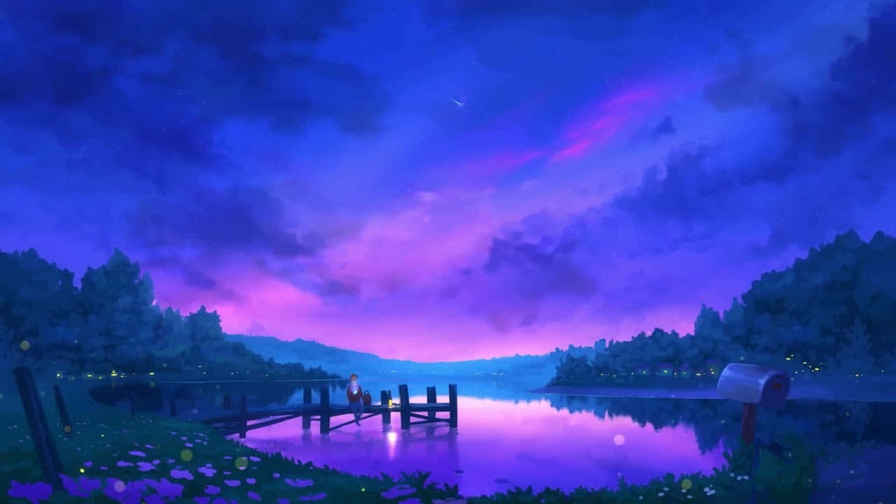 Calm Anime Scenery Lake Sky Wallpaper