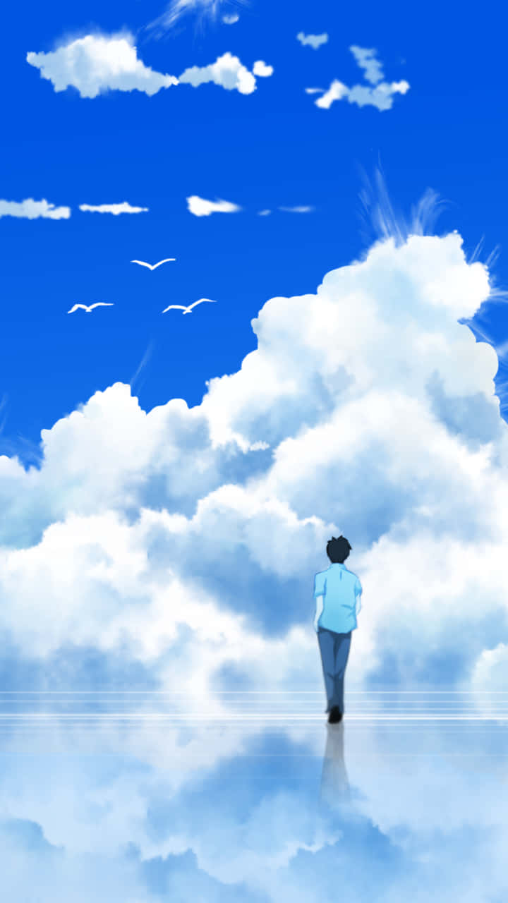 Calm Anime Scenery White Clouds Wallpaper