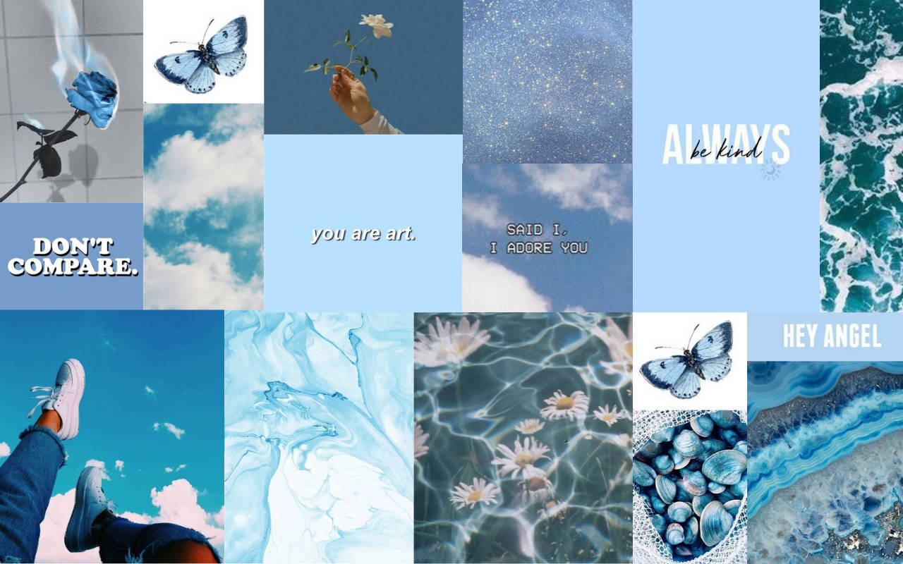 Calm Blue Aesthetic Pc Collage