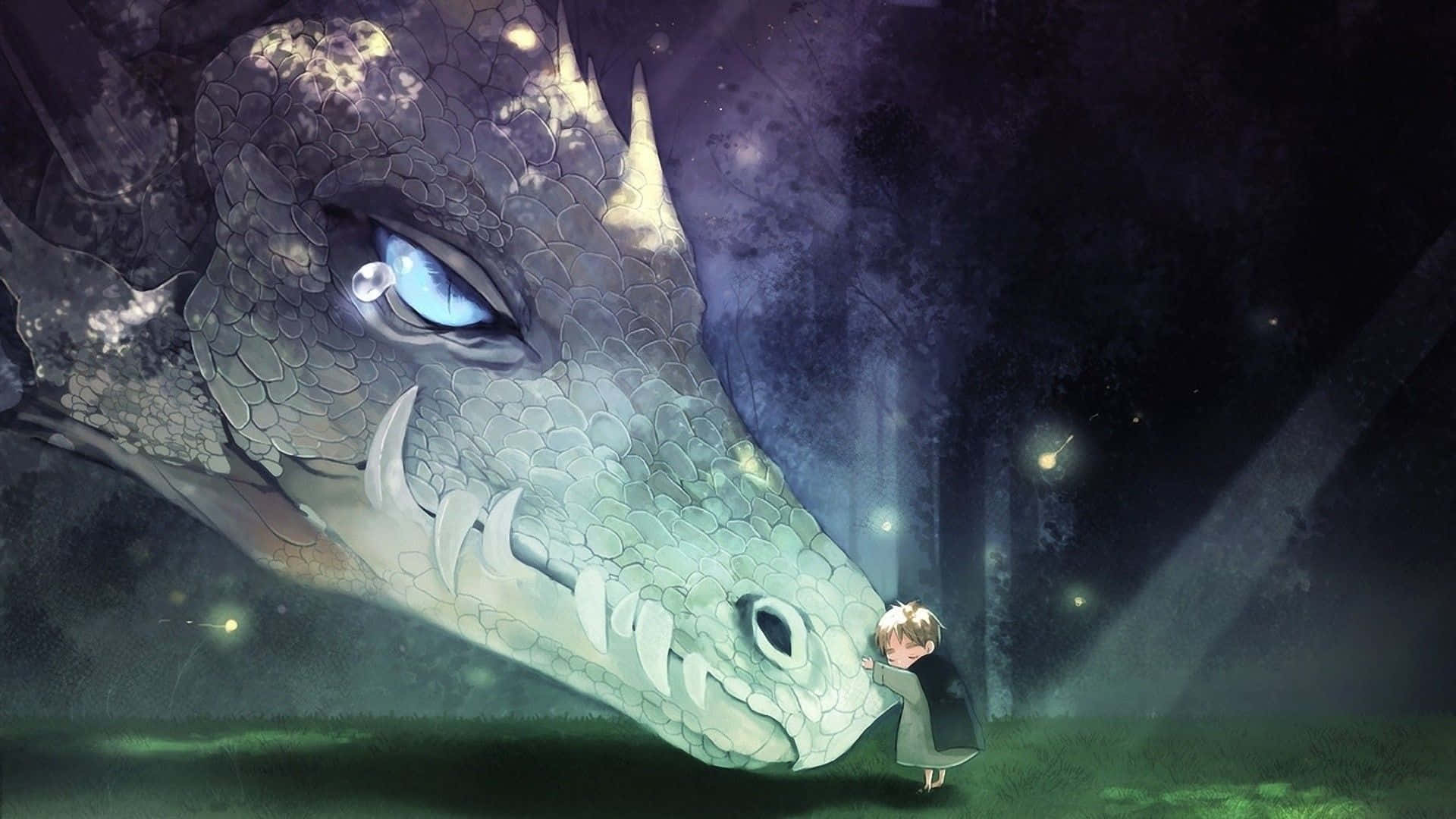 Calm Dragon Anime Face With Child Wallpaper
