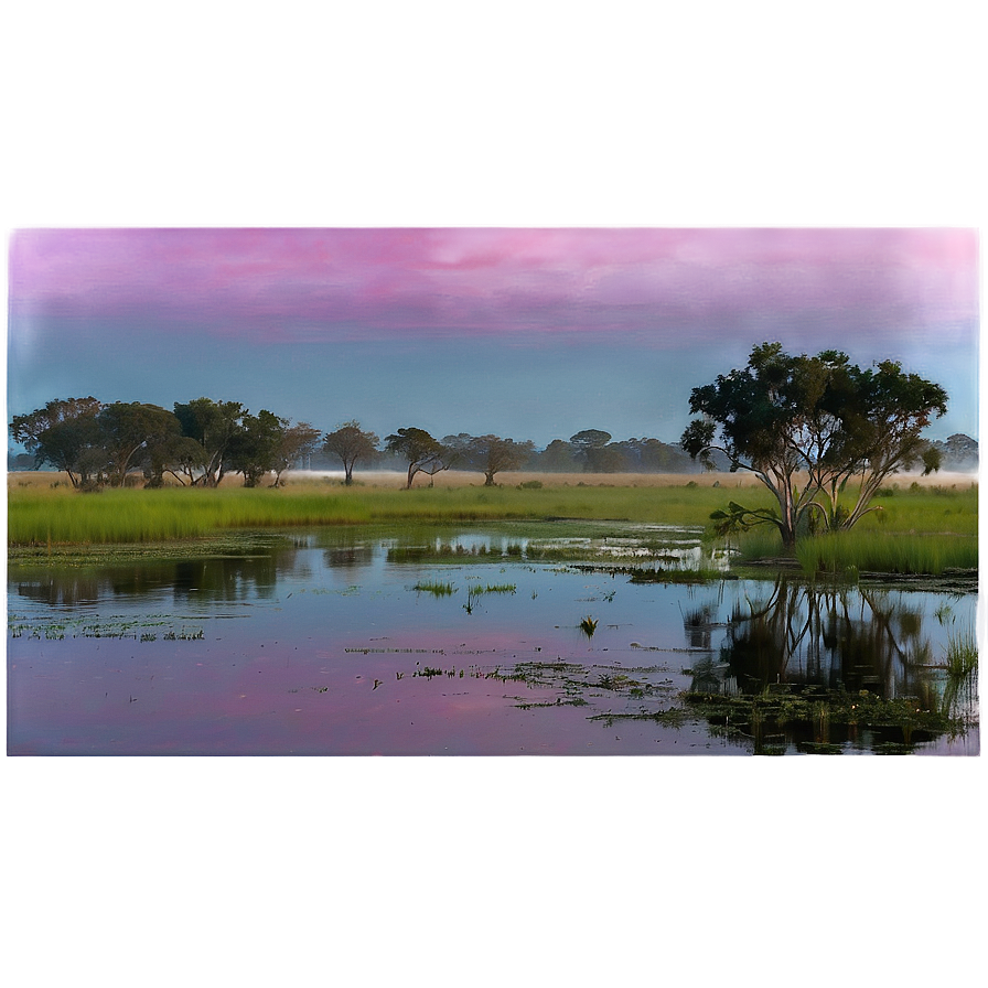 Calm Marshland At Twilight Landscape Png Fkm46 PNG