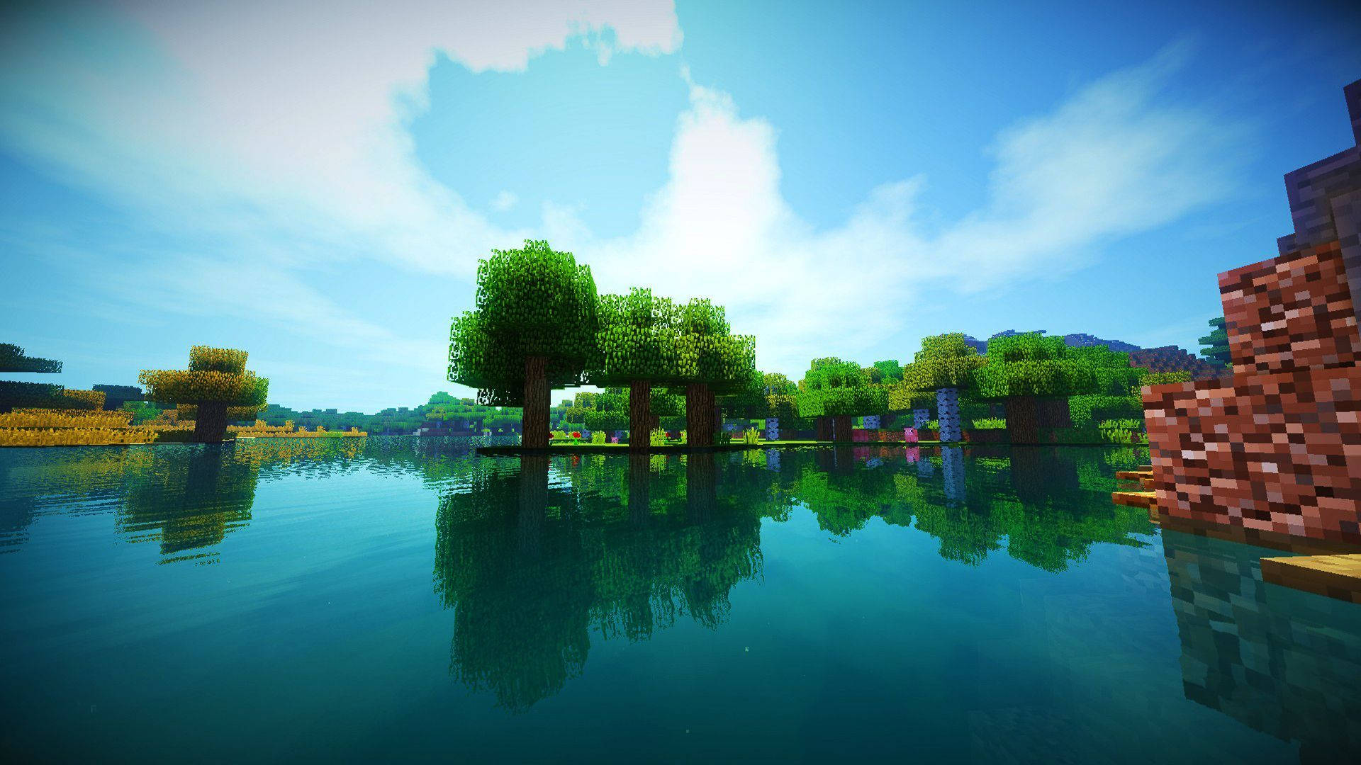 Calm Waters In The Lagoon Minecraft Hd Background