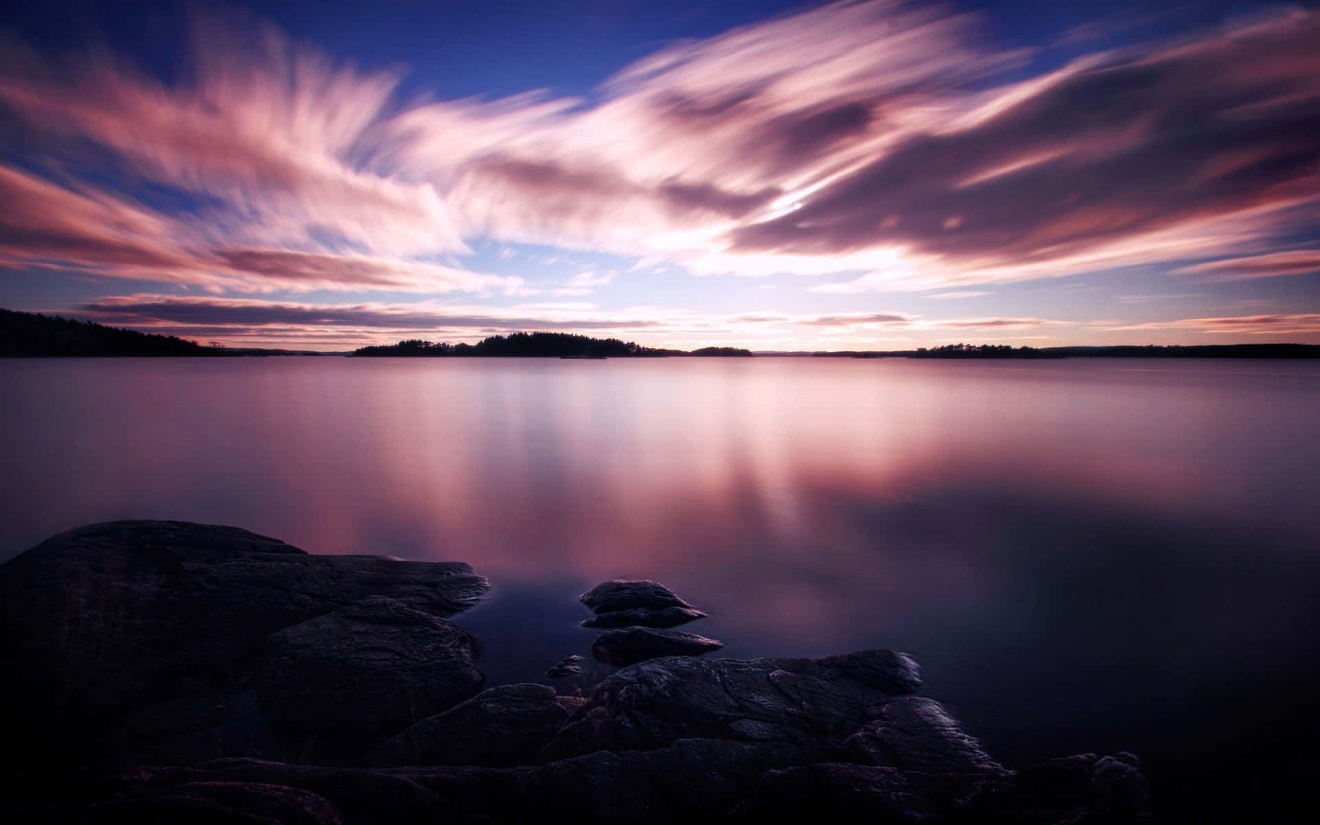 Calming Desktop Purple Sunset Sky Wallpaper