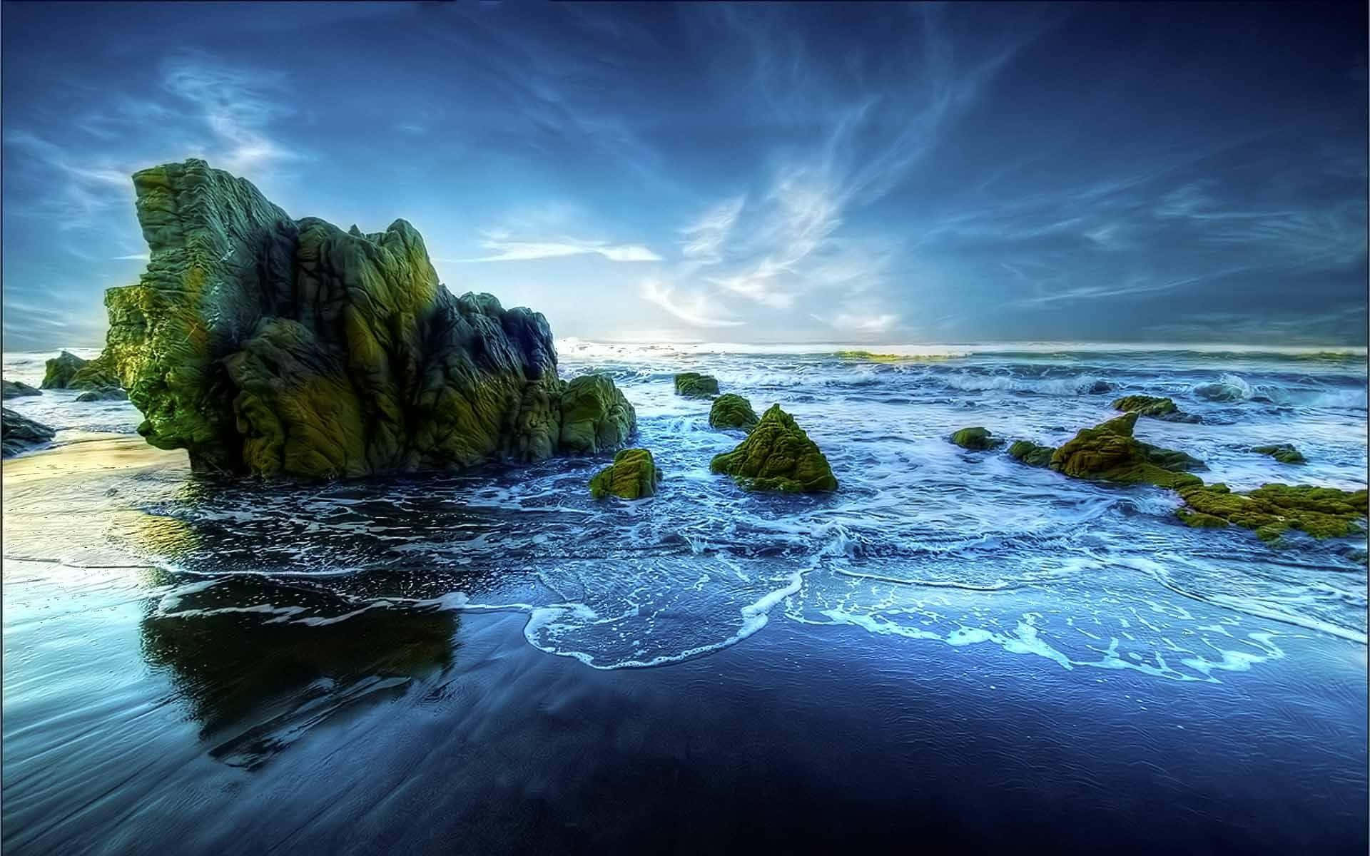 Calming Desktop Rocky Beach Wallpaper