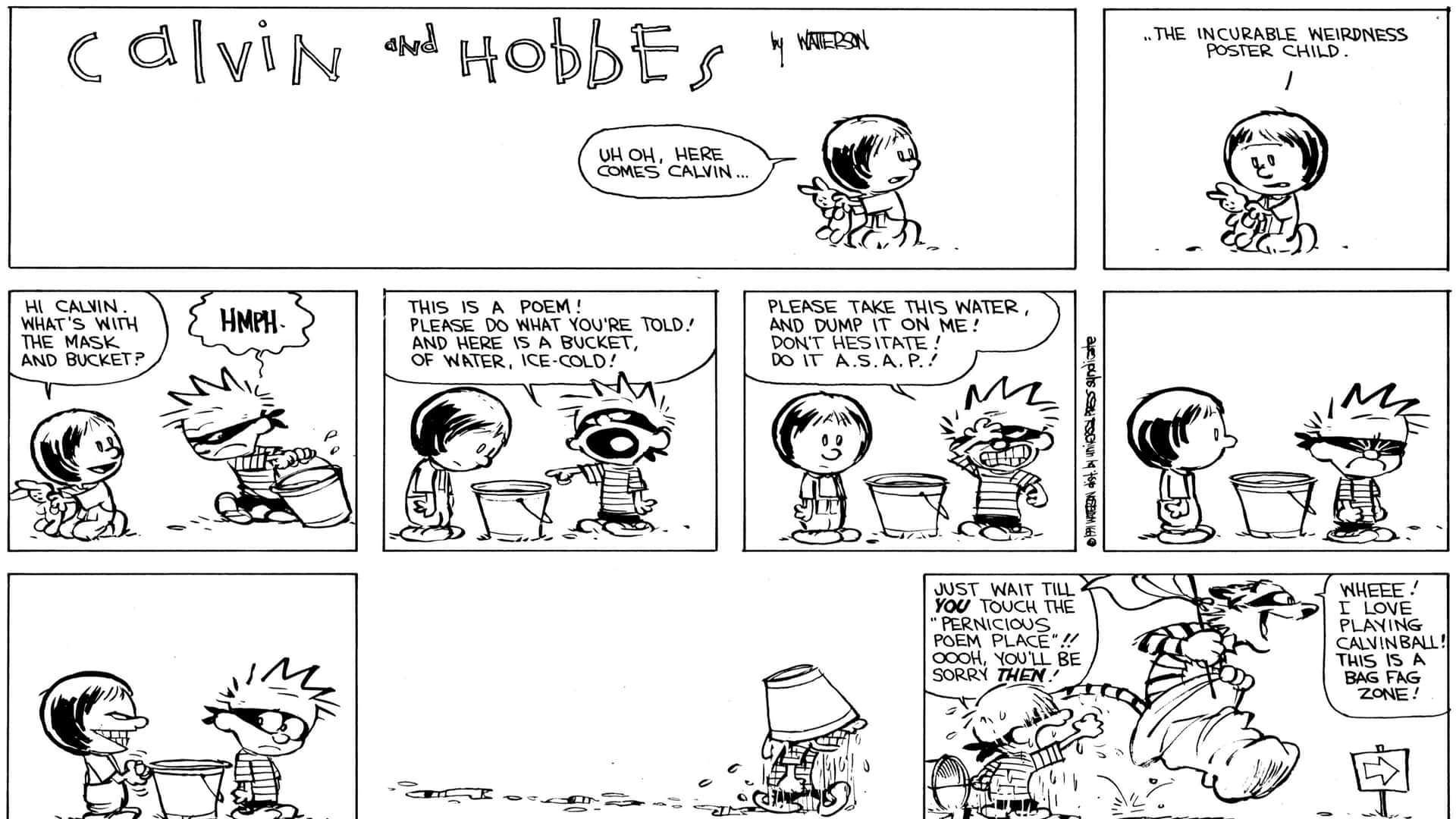 Bliv med Calvin og Hobbes på deres forestillede eventyr Wallpaper