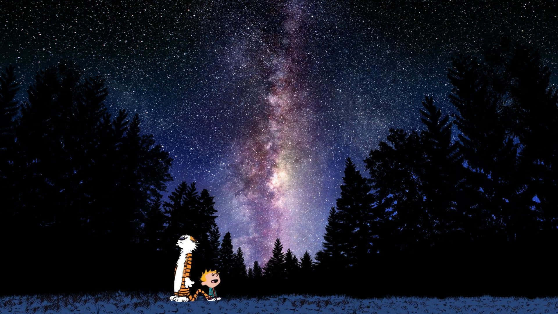 The Joys of Childhood: Calvin and Hobbes Reunite Wallpaper
