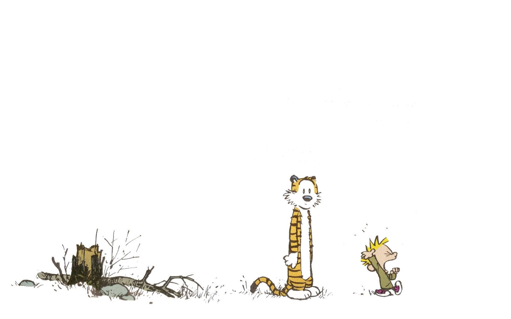 Calvin and Hobbes Cutting Down a Tree Wallpaper