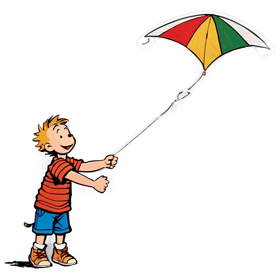 Download Calvin And Hobbes Flying Kite Png Tbc45 | Wallpapers.com