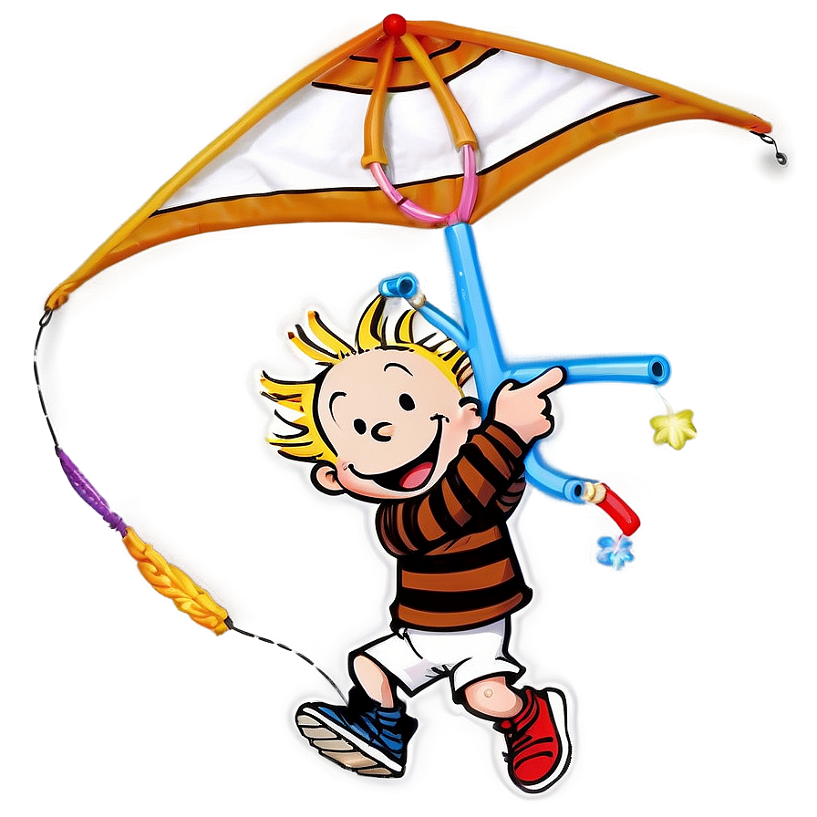 Calvin And Hobbes Flying Kite Png Vdl17 PNG