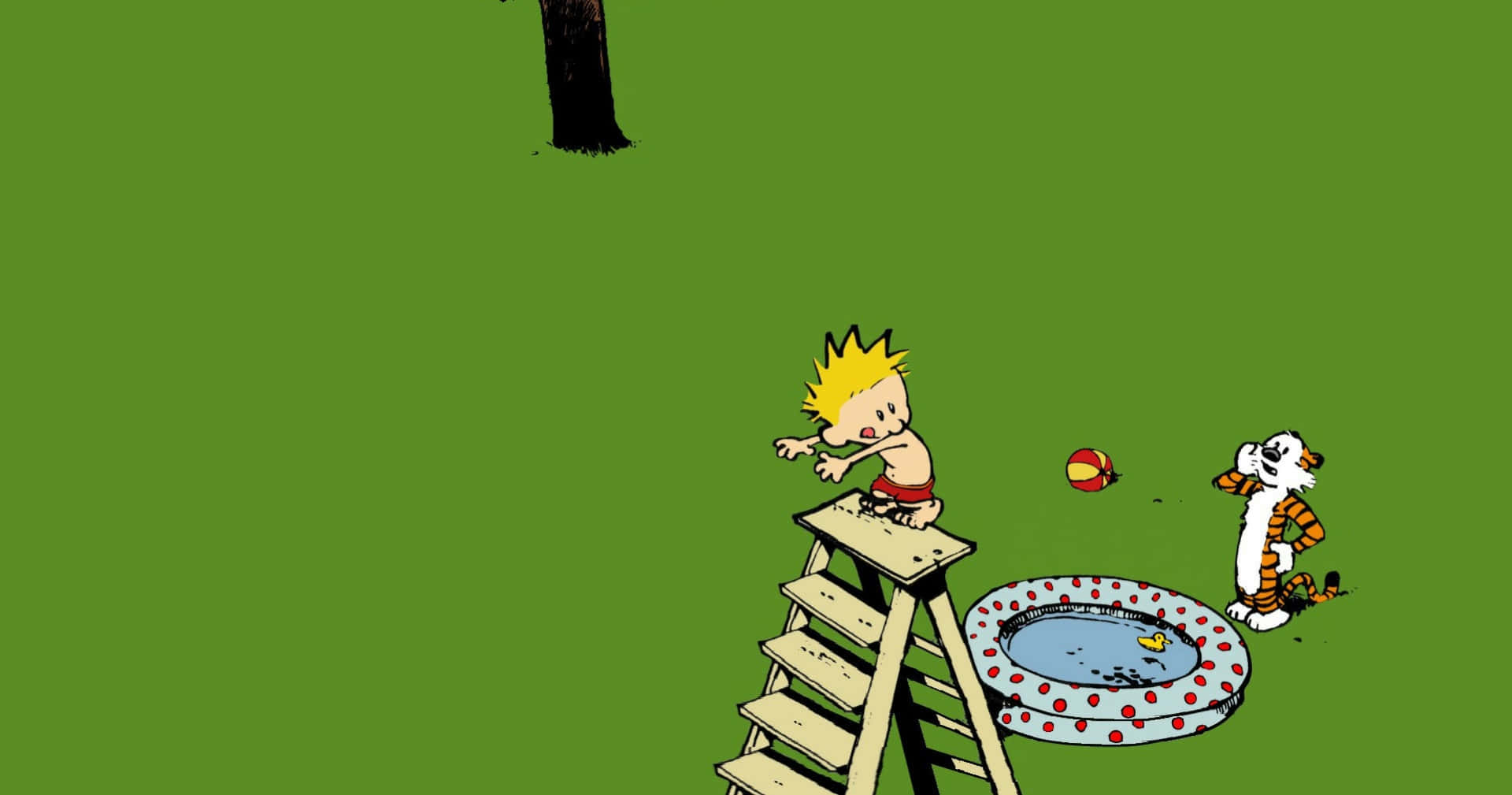 Immaginidi Calvin And Hobbes Durante Il Gioco.