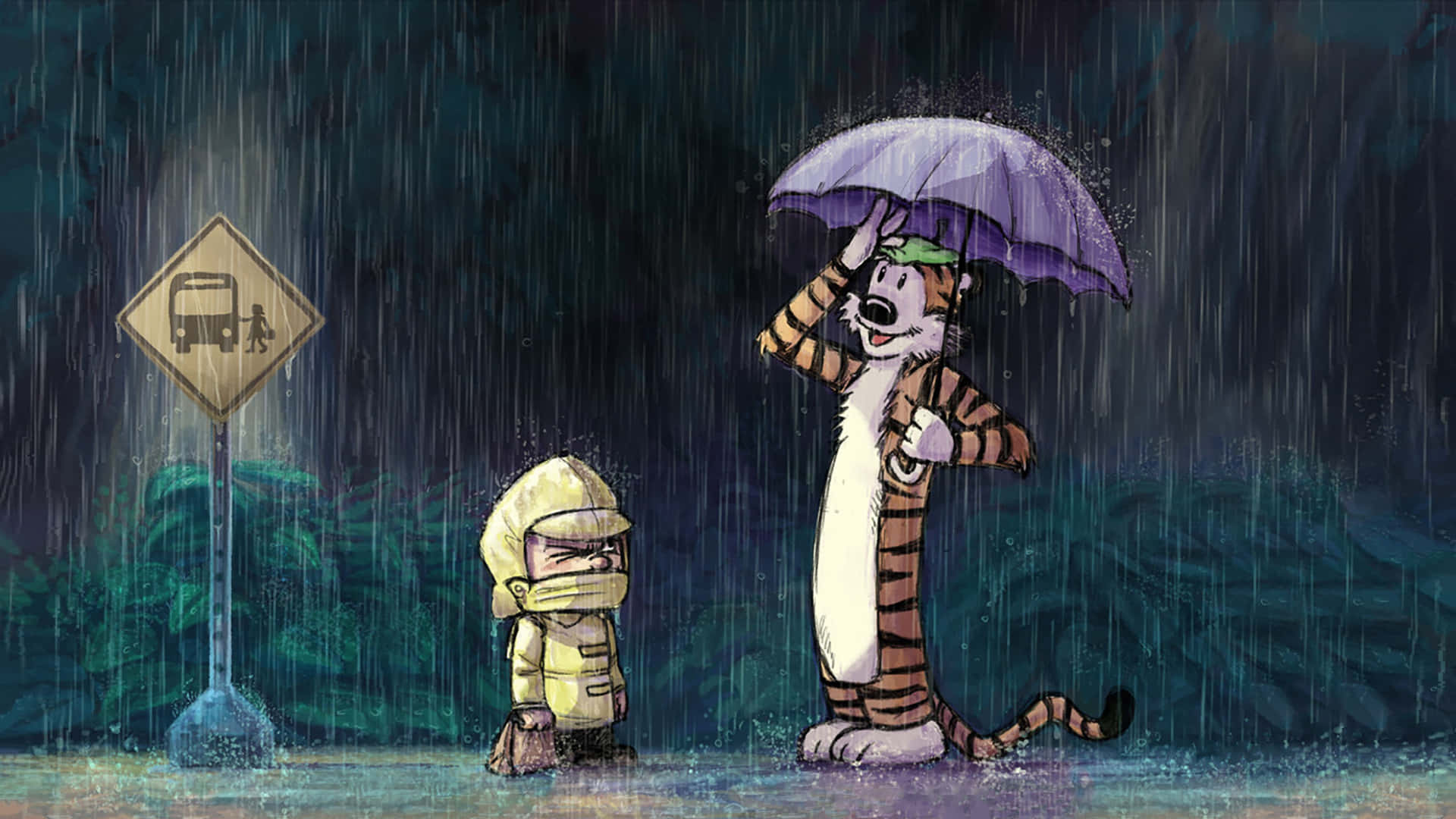 Calvinund Hobbes Im Regen Bild